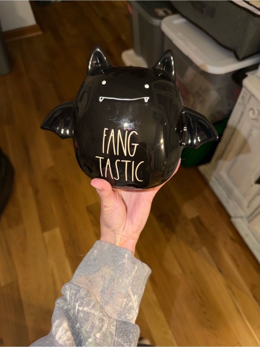 Rae Dunn Black "Fang Tastic" Bat